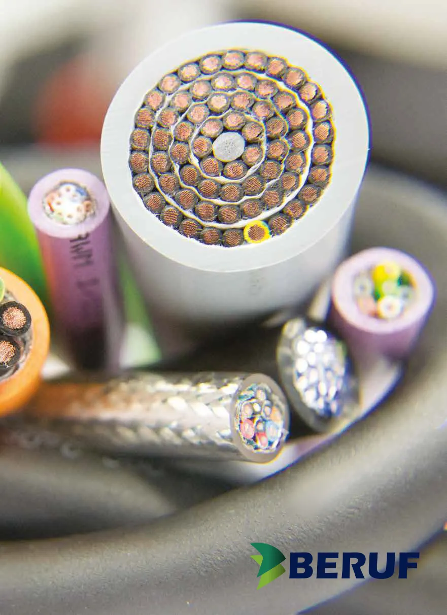 Cabos elétricos multivias superflex para esteiras industriais e robótica